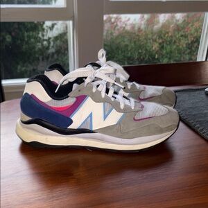 New Balance White and Blue Retro-Inspired Sneakers